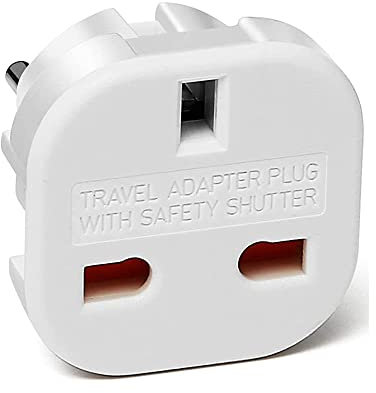 CABLEPELADO Adaptateur UK vers prise de voyage | Prise de type G vers 2 broches européenne Modèle C E F | Blanc