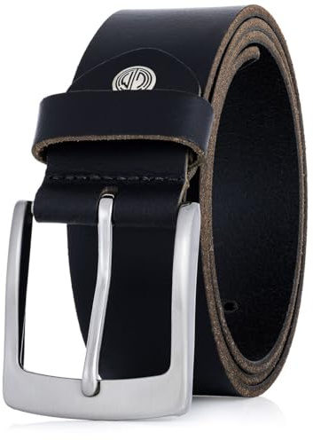 LINDENMANN läderbälte män 40 mm bred, bälte män läder läder svart, svart, 140 cm (XXXXL)