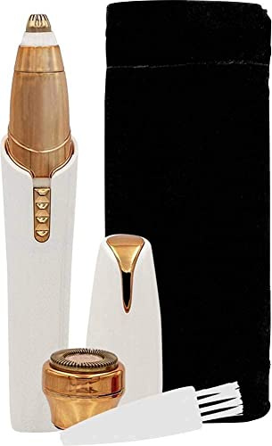 Roxy Perfect Brows Augenbrauenrasierer – Präzisionstrimmer für makellose Augenbrauen – schmerzfreier Augenbrauen Epilierer – LED und 18 Karat Gold Rasierkopf