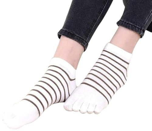 kuou 4 Pairs Women's Toe Socks, Women's Five Finger Socks Cotton Running Short Socks Mini Crew Socks