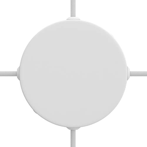 creative cables Kit rosetón cilíndrico de Metal 4 Agujeros Laterales (Caja de conexión) - Blanco Mate