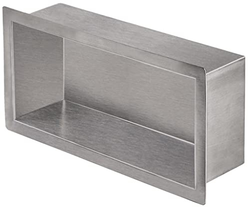 Skelang Shower Niche 304 - Estante de ducha empotrable de acero inoxidable, 30 x 15 cm, almacenamiento de baño para champú, jabón, artículos de tocador (acabado cepillado)