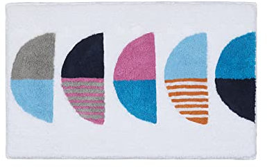 Badezimmerteppich Grau-Orange-Blau Badematte Flauschig Mikrofaser Badvorleger rutschfest Duschvorleger Schnelltrocknend Badteppich Waschbar Duschvorleger Verdicken Badematten Badmatte 40x60cm