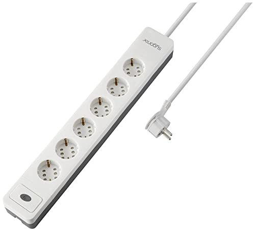 Sygonix SY-5145332 Steckdosenleiste mit Schalter 12fach Weiß, Grau Schutzkontakt 1 St.