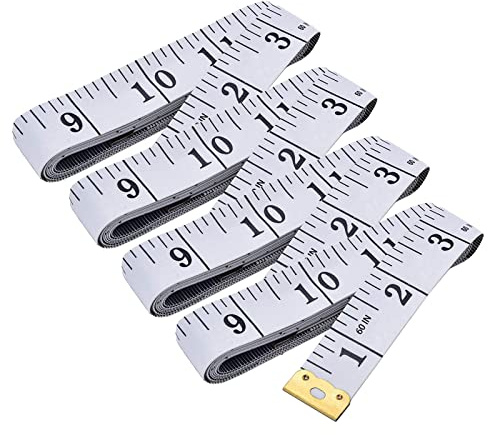 Metro Sarta,150CM/60IN Metro da Sarta Morbido Centimetro per Misurazione Corpo per Misurare il Corpo/Petto/Circonferenza Vita, Bianco 4Pz