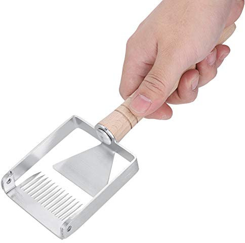 Gavigain Imkereizinken,Honigschaber Edelstahl Imkereizinken Entdeckelungsgabel Bienenstöcke Holzgriff