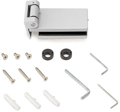 Emuca - Scharnier für Glastür mit Blende, horizontales Scharnier mit 40mm Spatel, für 8-12mm Tür, Aluminium und Stahl, grau metallic