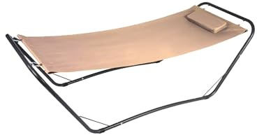 Hamaca de jardín de Acero – Hamaca con Soporte y cojín, Ideal para Relajarse en terraza o balcón, Estructura Robusta de Metal, soporta 100 kg, 210 x 80 x 65 cm, Beige