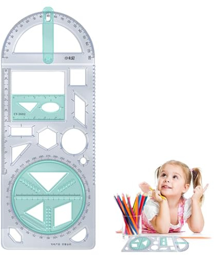 Geometrisk linjal – designlinje och mallar, bärbart mätverktyg | Kreativt lärande hjälpmedel för matematik, geometrisk ritlinjal, geometrisk linjalritmall för ritningsmätning,, Elementär sko