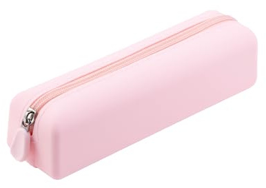 RSRSLEII Cute Silicone Makeup Brush Holder, Soft Portable Cosmetic Brush Bag with Zipper, Travel Makeup Brush Case(01Lightpink)