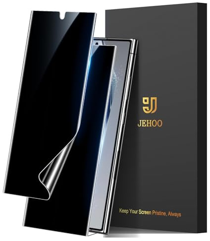 JEHOO 2 Pezzi Privacy Pellicola Protettiva per Samsung Galaxy S24 Ultra, Supporta il riconoscimento delle impronte digitali, Anti-Spia, Senza Bolle Copertura Completa Protezione Schermo TPU Film