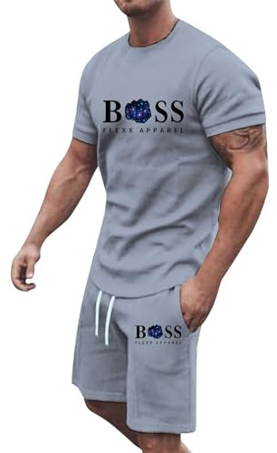 Mens Matching T-Shirt and Shorts Set 2 Piece Summer Short Sleeve Sweatsuits Co Ord Crewneck Shirts Jogging Shorts with Drawstring Athletic Top Bottoms Workout Sets Lapel Activewear Tracksuit