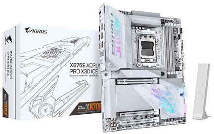 GIGABYTE X870E AORUS PRO X3D ICE AMD AM5 LGA 1718 ATX Motherboard, Supports AMD Ryzen 9000/8000/7000 Series Processors, DDR5, 18+2+2 Power Phase, 4X M.2, PCIe 5.0, SWIFI, 5GbE, 5-Year Warranty