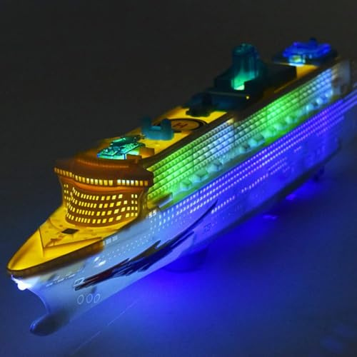 RBFGYIOP Yacht Giocattolo Radiocomandato per Bambini – Barca da Crociera Realistica con Effetti Luminosi e Musicali – Ruote Universali – Modello Dettagliato