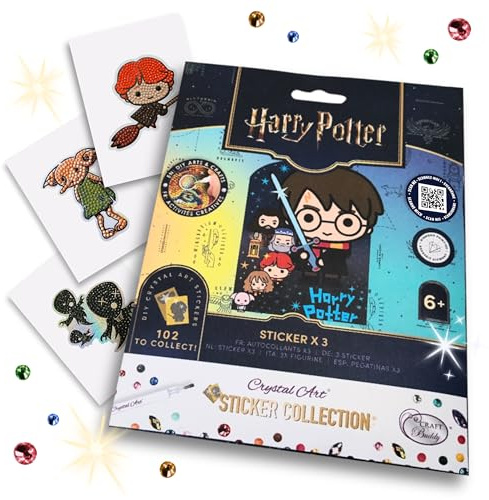 CRYSTAL ART Harry Potter Sticker Pack – 3X Mystery Diamond Art Collectible Stickers, Blind Bag, DIY Craft for Kids & Adults, Harry Potter Fan Gift Idea - 20 Pack of 60 Stickers