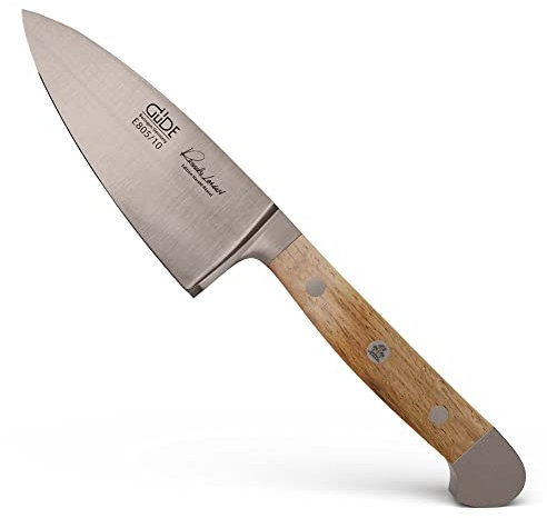 GÜDE Solingen - Hartkäsemesser Käsemesser geschmiedet, 10 cm, Fasseichenholz, ALPHA FASSEICHE, Doppelkropf, Handmade Germany