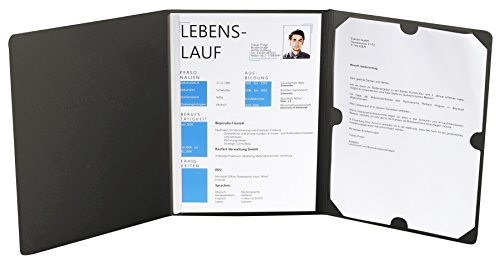 Exacompta 48601B Bewerbungsmappe ELEGANCE in Leinen Optik. Aus starkem Colorspan-Karton 3-teilig mit 1 Klemmschiene für DIN A4 schwarz