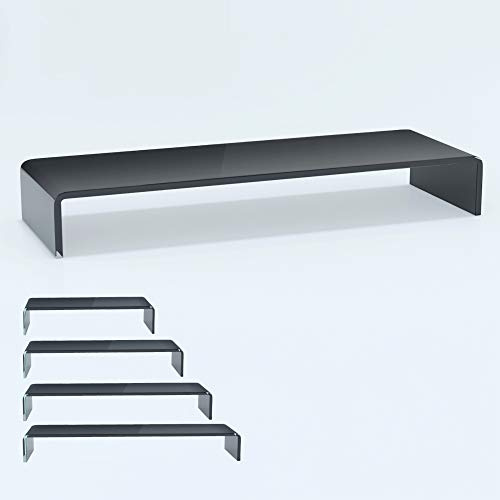 bijon TV Aufsatz Glas Bildschirm-Erhöhung | PC Monitor-Erhöhung, Schreibtisch-Aufsatz für Laptop Erhöhung, Monitor-Erhöhung | (B/T/H) 1000x300x130mm - schwarz