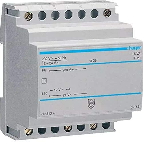 Hager ST313 Sicherheitstrafo 230V/12+24V 16VA 4PLE