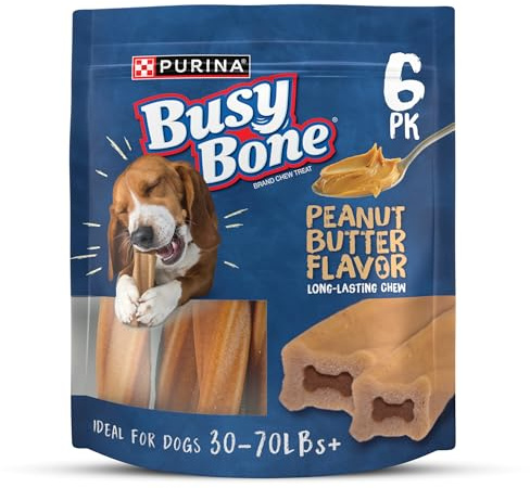 Purina Busy Bone Adult Dog Chew Bone Treats, Peanut Butter - 6 ct. Pouch