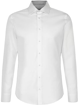 Seidensticker Men's Business Shirt - Shaped fit - Non-Iron - Kent Collar - Long Sleeve - 100% Cotton Weiß