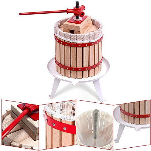 AufuN 12L Obstpresse Weinpresse aus Buchenholz Fruchtpresse Saftpresse Maischepresse inklusive Presstuch(12L)