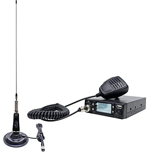 Radio CB PNI Escort HP 9700 Antena USB y CB PNI LED 2000 con Base magnética, alimentador 12V / 24V, Enchufe para Encendedor Incluido, ASQ 5 Niveles