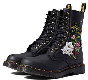 Dr. Martens 1490 Floral DM27453001, Womens bovver Boots, Black, 36 EU