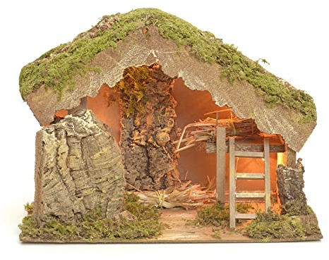 Holyart Etable éclairée pour crèche 24x33x18cm