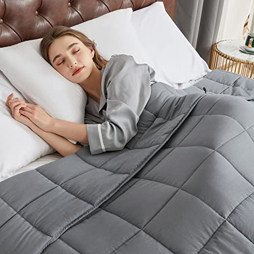 CYMULA Weighted Blanket for Adults (20lbs 60x80 Queen Size) - Cooling Breathable Heavy Blankets for Summer Winter - Ultra Microfiber Soft Comfort Throw with Glass Beads - Gifts for Men/Women