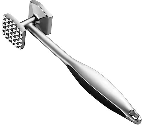 AMOZO Fleischhämmer - Fleischklopfer Zinklegierung Spülmaschinenfest- Doppelseitig Schnitzelklopfer für Schnitzel, Koteletts, Steaks (Fleischhämmer-22cm)