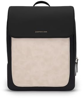 Kapten & Son Rucksack Tromso Cream Black 12 L | Rucksack Damen & Herren Schwarz-Beige | ideal als Tagesrucksack, Daypack, Rucksackhandtasche