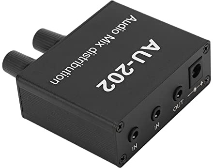 Mixer stereo Distributore audio per jack per jack in lega Mp3 Stereo Splitting Tool Amplificatore audio per audio da 3,5 mm in ingresso di miscelazione logaritmica