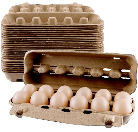 ZOFUN Lot de 12 boîtes à œufs en carton pour œufs de poule, pour 12 œufs de poule, avec autocollants, biodégradables, marron