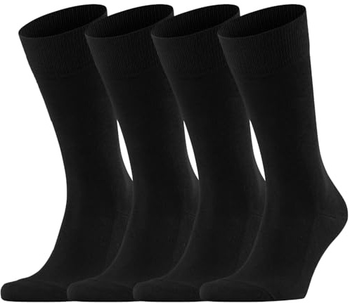 Dafi soft 4 Pairs Men's Seamless Toe Cotton Socks - Premium Comfort, Made in Turkey, Size 9-12 uk, Black