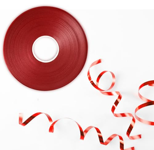 50m Shiny Red Curling Ribbon for Balloons - Laser Curly Ribbon for Gift Wrapping, Art, Crafts, Wedding, Birthday, Party & Christmas Decorations