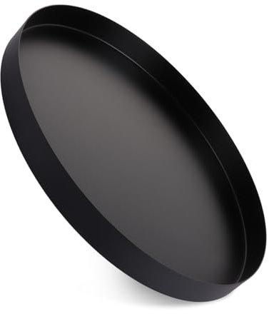 ASelected Dekotablett schwarz 30 cm rund Metall Schmucktablett Makeup Dessert Kerzen