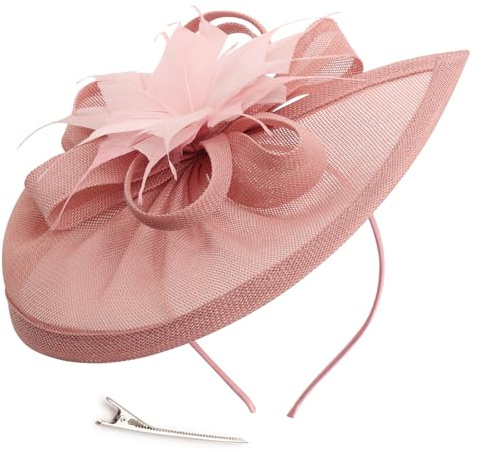 DRESHOW Fascinator Hats Tea Party Hat Vintage Pillbox Hat Headband Cocktail Headwear for Girls and Women