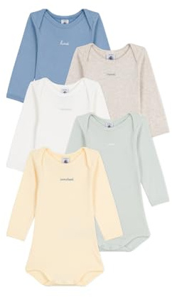 Petit Bateau Lot de bodies manches longues en coton jours de la semaine bébé