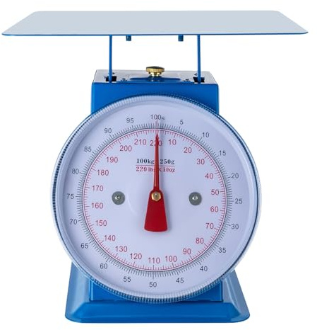 FXEIPOL 220lbs/100kg Mechanical Kitchen Scale, Mechanical Dial Scale with 13 x 13 Inch Weighing Pan Heavy Duty Food Scale for Supermarkets, Food Markets, Snack Shops