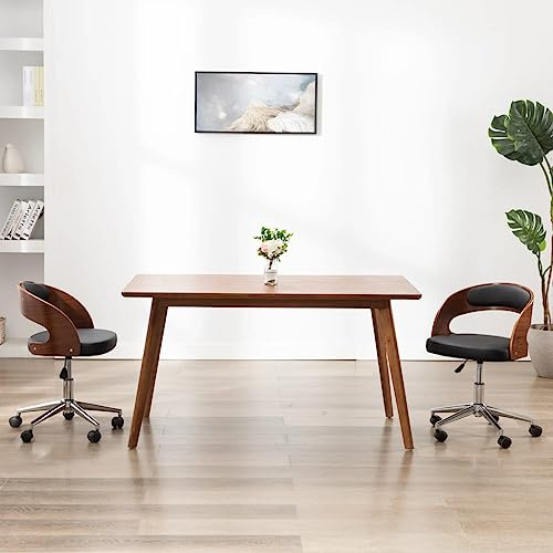 Tonture Matrumsstol vridbar svart, bogträ och konstläder, ergonomiskt ryggstöd, justerbar höjd, max. 110 kg, för matsal, kök och kontor, modern komfort