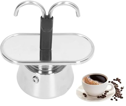 HERCHR 2 kopp spishäll espressomaskin, 100 ml rostfritt stål dubbla rör moka pot förtjockad sil mockakanna italiensk perkolator för hem camping