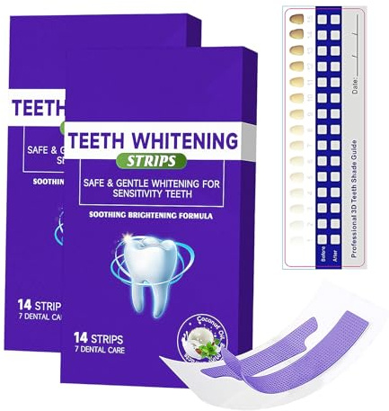 28 Piezas Tiras Blanqueadoras Dientes Teeth Whitening Strips Bandas Blanqueadoras De Dientes 3D White Whitestrips Sensibles Blanqueador Dental Tiras Incluye Tarjeta de Colores
