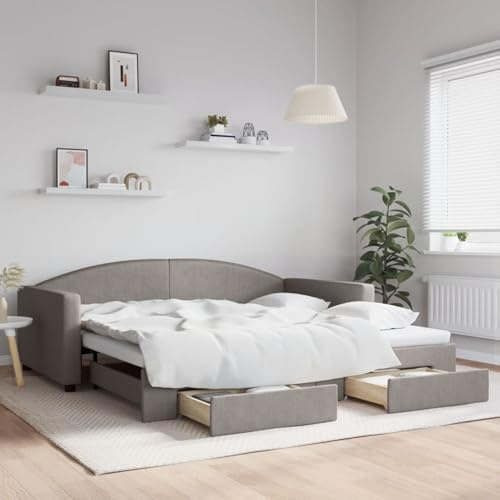 Fecpoo WGYHOME Utdragbar dagsäng med förvaringsutrymme, taupe, 223 x 110 x 75 cm (ej utdragen), 1 styck – bäddkombination för små rum
