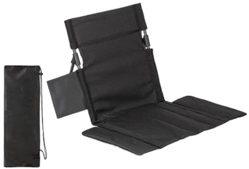 Qianly Asientos de Estadio con Cojín, Silla Plegable Portátil para Suelo, Ideal para Jardín, Pesca, Senderismo, Trekking Y Montañismo, Negro