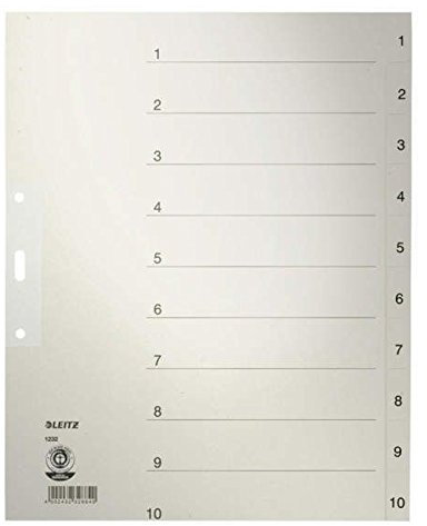 Leitz Papierregister 1-10, A4, Papier, 10 Blatt, grau