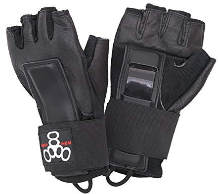 Triple Eight Hired Hands Skateboarding Wrist Guard Gloves, Large, Black (604352 80003)