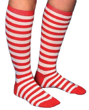 Party-Discount Ringelstrümpfe, kurz, rot-weiß