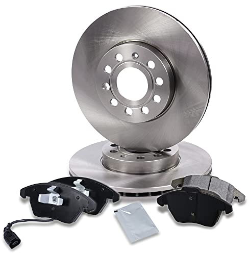 BESTPRICE Bremsenset Vorderachse inkl. Bremsscheiben Belüftet Ø 288 mm + Bremsbeläge vorne + Verschleißkontakt