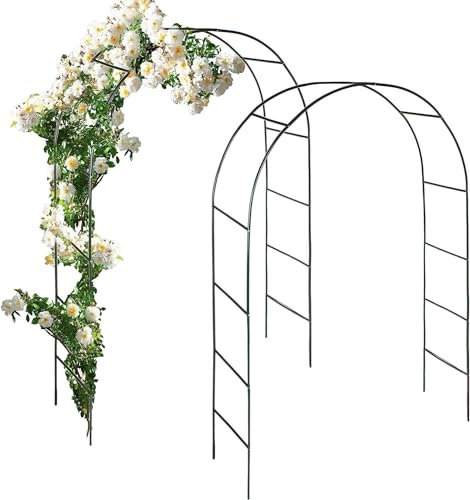 anaterra® Rosenbogen - Set, 2 Stück, Freistehend, Stabil, Metall, Grün - Rankhilfe, Gartenbogen, Rankbogen, Rosenhilfe, Rosen Torbogen, Rankgitter für Hochzeit, Garten, Balkon (Rosenbogen, 13mm)